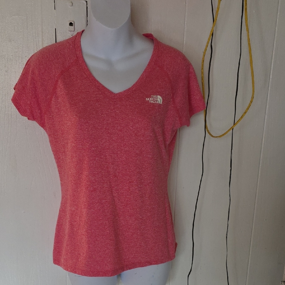 The North Face Women's Heathered Pink V-Neck Tee